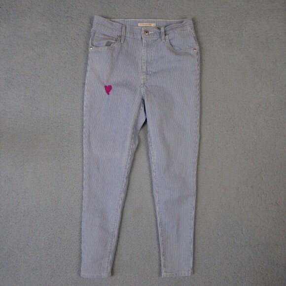 Levi's Jeans Women's Size 29 Mile High Super Skinny Striped Floral Pockets Heart - Picture 1 of 12